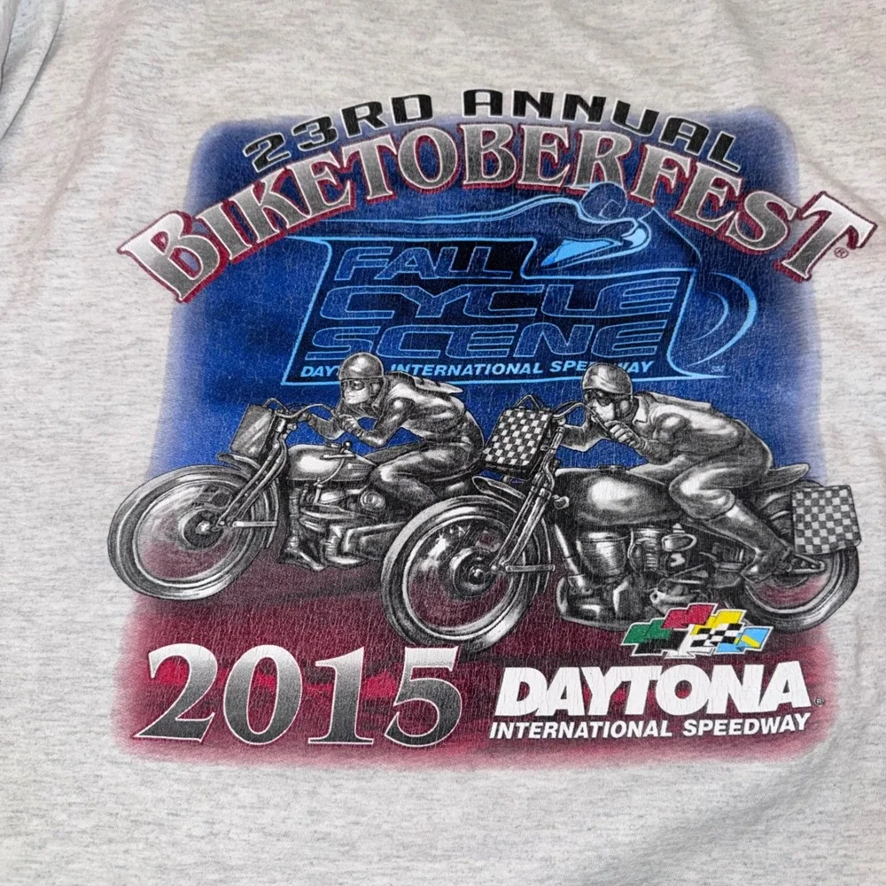 Gildan T-Shirt Mens 2XL Gray Excellent 2015 Biketoberfest Daytona Graphic Tee